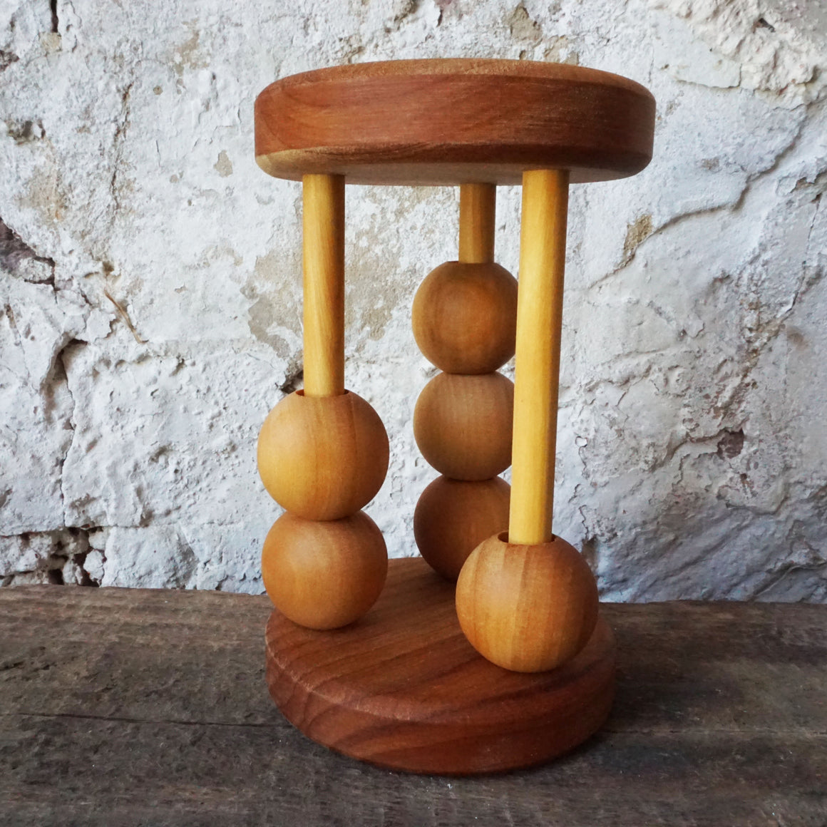 Wooden Clacker Rattle Round Balls