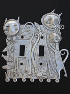 Switchplate Double, "The Cat Family"